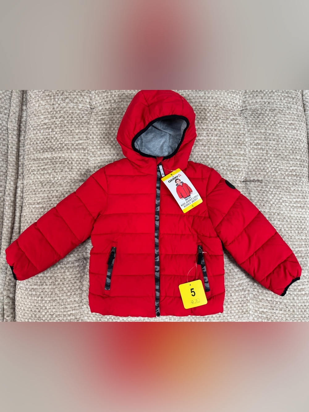 NWT Gerry Kids' Boys Jersey Lined Bubble Winter Jacket Red 5